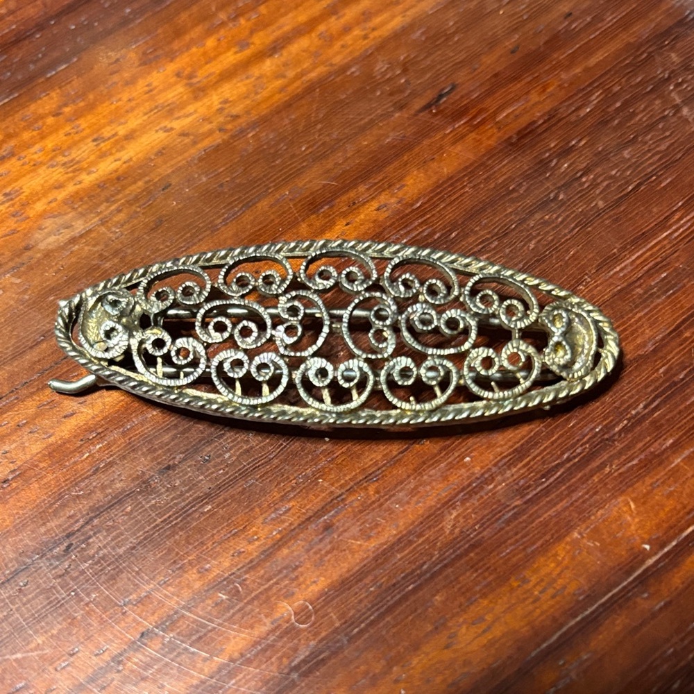 Vintage Metal Scrollwork Barette Hair Clip
